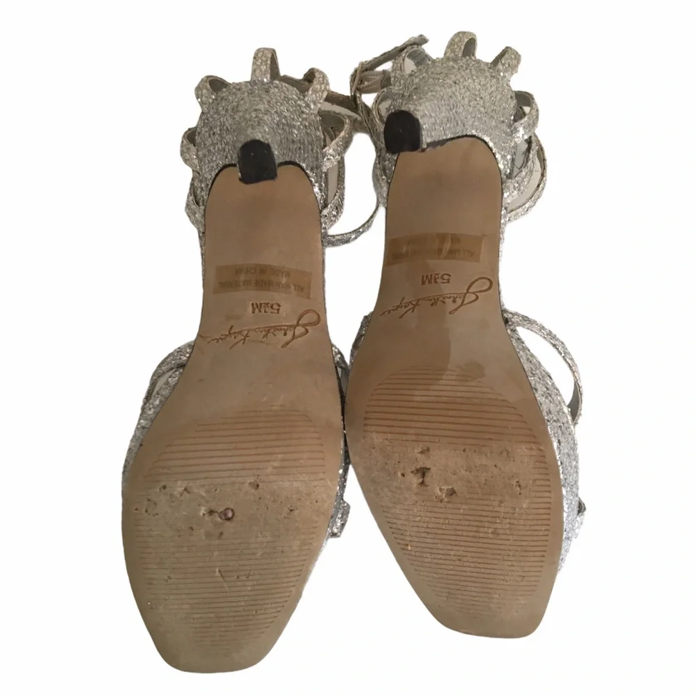 Jonathan Kayne Silver Glitter Platform Sandals 5.5
